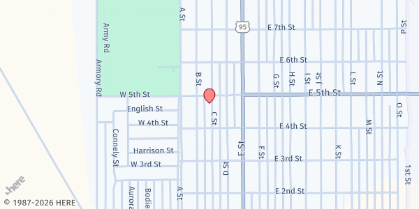 Map showing First Southern Baptist Church at 475 C St, Hawthorne, NV