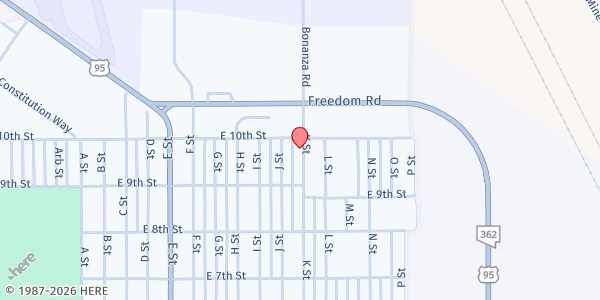 Map showing Hawthorne Mineral County Care & Share at 975 K St, Hawthorne, NV