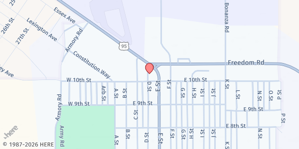 Map showing Macedonia Baptist Church at 991 D St., Hawthorne, NV