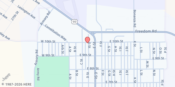 Map showing Macedonia Baptist Church at 991 D St, Hawthorne, NV