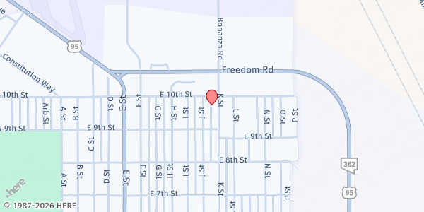 Map showing Mineral Country Care & Share - Hawthorne at 975 K St, Hawthorne, NV