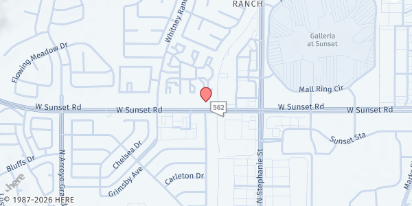 Map showing Henderson Equality Center at 1490 W. Sunset Rd., Unit 120, Henderson, NV