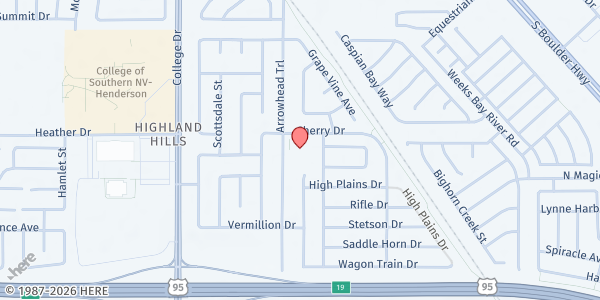 Map showing The Church of Jesus Christ of Latter-day Saints at 801 Arrowhead Trail, Henderson, NV