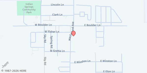 Map showing First Baptist Church of Indian Springs at 660 McFarland Ave., Indian Springs, NV