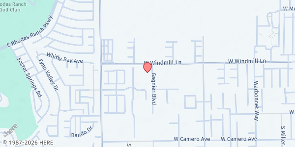 Map showing Birds of the Air Food Pantry at 8425 W Windmill Ln., Las Vegas, NV