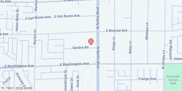 Map showing Blood of the Lamb Community at 1103 N. Nellis Blvd., Las Vegas, NV
