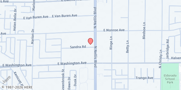 Map showing Blood of the Lamb - Food Distribution Center at 1103 N Nellis Blvd, Las Vegas, NV