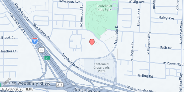 Map showing Centennial Hills YMCA at 6601 N Buffalo Dr., Las Vegas, NV