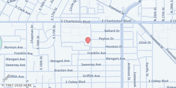 Map showing Christ Ambassadors Church on Burnham at 1250 Burnham Ave., Las Vegas, NV