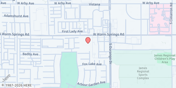 Map showing City Light Church at 8755 W Warm Springs Rd., Las Vegas, NV