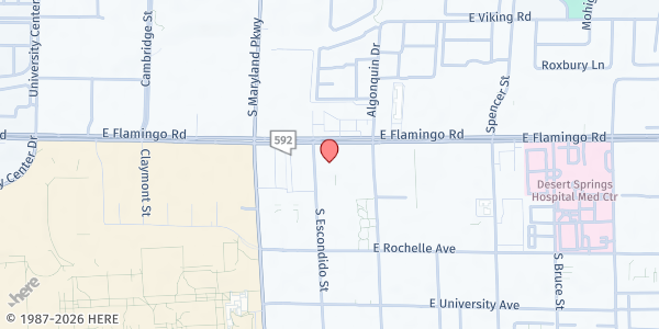 Map showing Clark County Library at 1401 E. Flamingo Rd., Las Vegas, NV