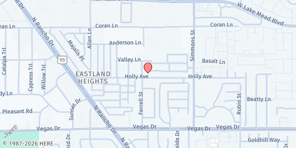 Map showing Come Unto Me Evangelistic at 3050 Holley Ave., Las Vegas, NV