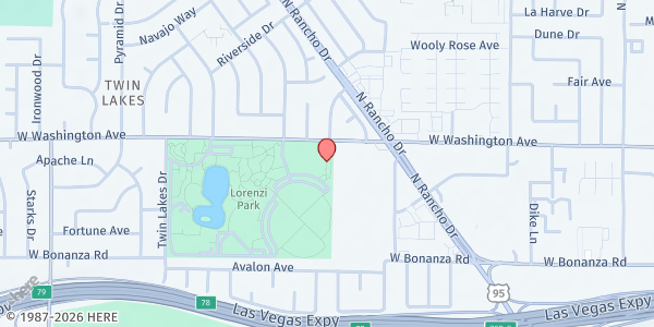 Map showing Derfelt Senior Center at 3343 W Washington Ave., Las Vegas, NV