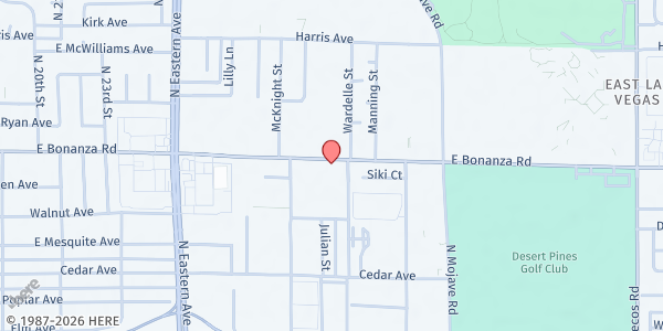 Map showing East Las Vegas Library at 2851 E. Bonanza Rd., Las Vegas, NV