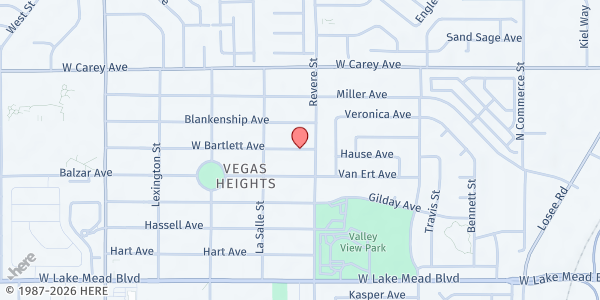 Map showing Family Youth Enrichment Center at 890 W. Bartlett Ave., Las Vegas, NV