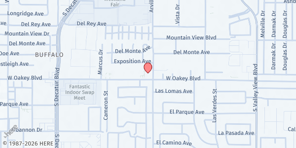 Map showing First Baptist Church Las Vegas at 4400 Oakey Blvd., Las Vegas, NV