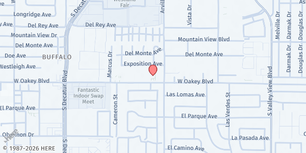 Map showing First Baptist Church of Las Vegas at 4400 W Oakey Blvd., Las Vegas, NV
