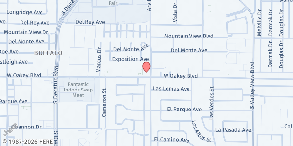 Map showing First Baptist Church of Las Vegas at 4400 W Oakey Blvd, Las Vegas, NV