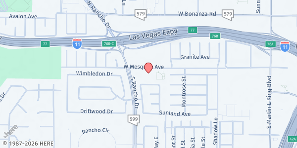 Map showing God's Groceries Food Ministry - Food Distribution Center at 101 S Rancho Dr, Las Vegas, NV