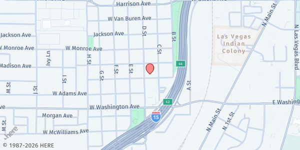 Map showing Greater New Jerusalem Baptist Church at 308 Jefferson Ave., Las Vegas, NV