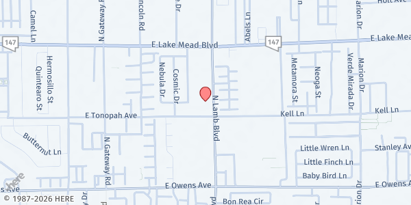 Map showing Harvest of Faith Ministry at 1849 N Lamb Blvd, Las Vegas, NV