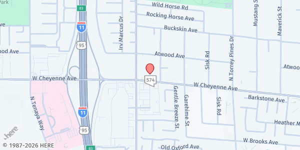 Map showing Holy Spirit Lutheran Church at 6670 W. Cheyenne Ave., Las Vegas, NV