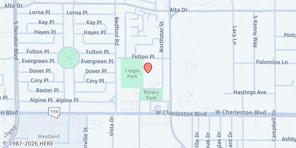 Map showing Hyde Park Middle School at 900 Hinson St., Las Vegas, NV