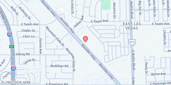 Map showing Iglesia Evangelica Casa de Dios at 4685 Boulder Hwy., Unit 4, Las Vegas, NV