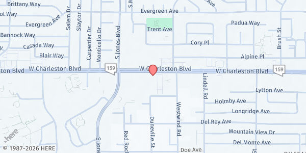 Map showing Jewish Family Services - Charleston Boulevard at 5851 W. Charleston Blvd., Las Vegas, NV