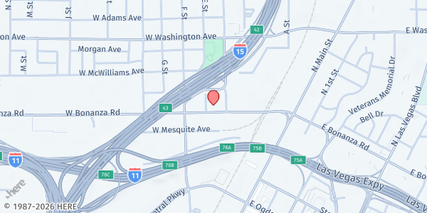 Map showing Las Vegas Rescue Mission at 480 W Bonanza Rd, Las Vegas, NV