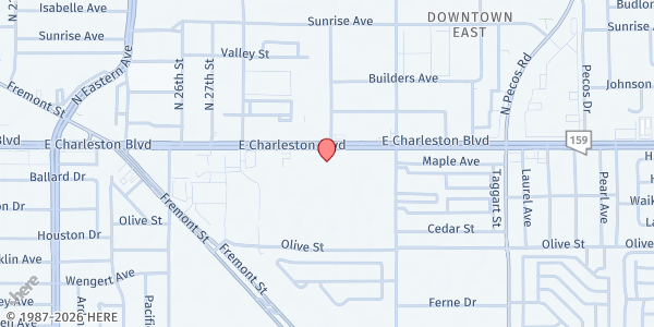 Map showing Life Change Outreach Center at Ridge Falls Apartments at 2895 E. Charleston Ave., Las Vegas, NV