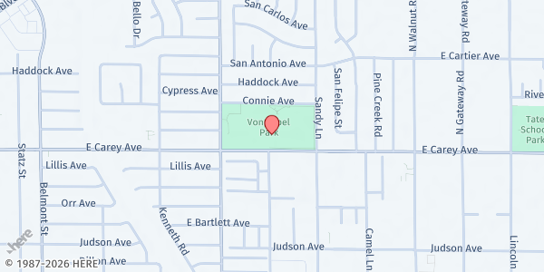 Map showing Melvin Ennis Recreation Center at 3720 E. Carey Ave., Las Vegas, NV