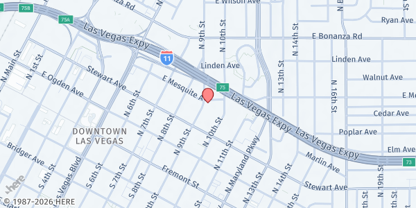 Map showing Mt. Liberty Missionary Baptist Church at 330 N 9th St., Las Vegas, NV