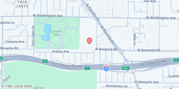 Map showing New Antioch Christian Fellowship Food Bank (NACF) at 610 Belrose St., Las Vegas, NV