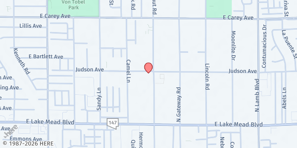 Map showing New Paradise Missionary Baptist Church at 2187 N. Walnut Rd., Las Vegas, NV