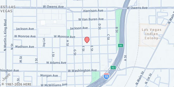 Map showing Second Baptist Church at 500 Madison Ave, Las Vegas, NV