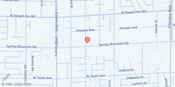 Map showing Seek Jesus First Ministries at 5818 Spring Mountain Rd., Las Vegas, NV