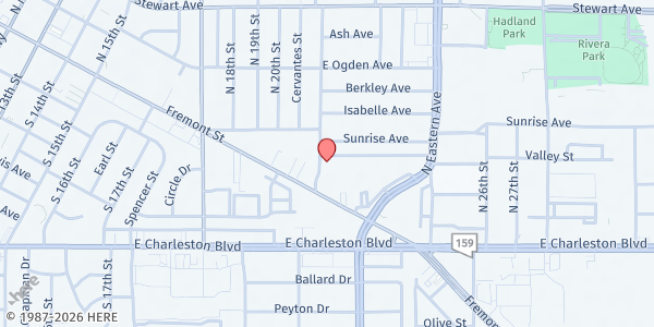 Map showing SHARE Village Las Vegas at 50 N 21st St, Las Vegas, NV