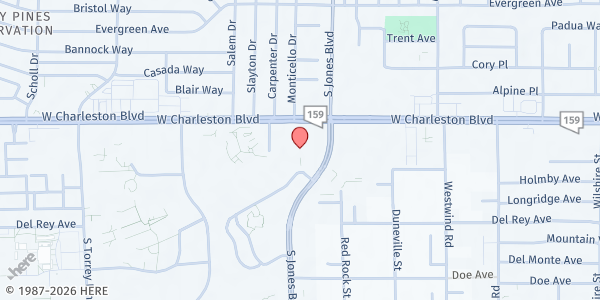 Map showing Society of St. Stephen at 6151 W. Charleston Blvd., Las Vegas, NV