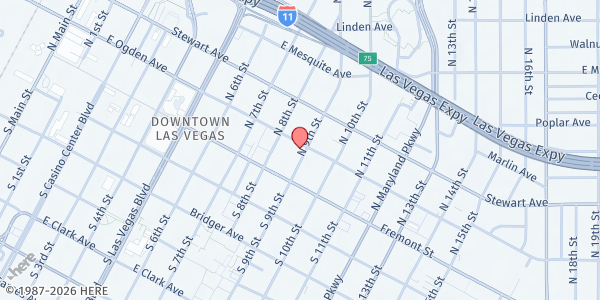 Map showing St. Joseph Catholic Church at 131 N 9th St., Las Vegas, NV