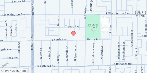 Map showing Sunrise Library at 5400 E. Harris Ave., Las Vegas, NV