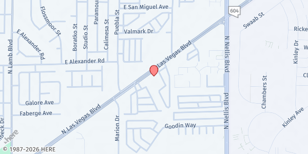 Map showing The Foundation Christian Center at 3950 Las Vegas Blvd. N, Las Vegas, NV