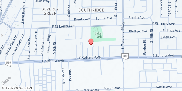 Map showing The Grace Center Food Bank at 968 E Sahara Ave., Las Vegas, NV