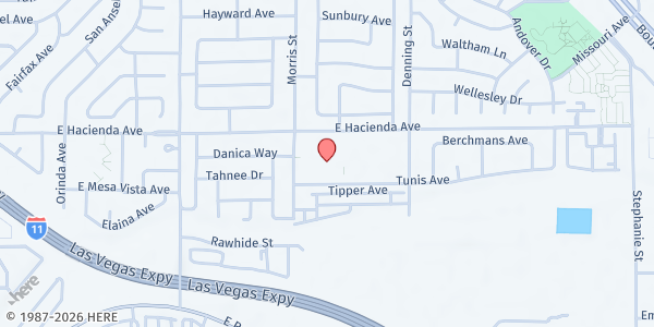 Map showing The Just One Project at Cortney Junior High School at 5301 E. Hacienda Ave., Las Vegas, NV