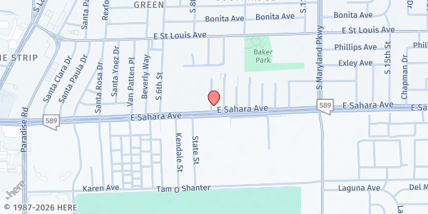 Map showing The Lovewell Center at 846 E Sahara Ave, Las Vegas, NV