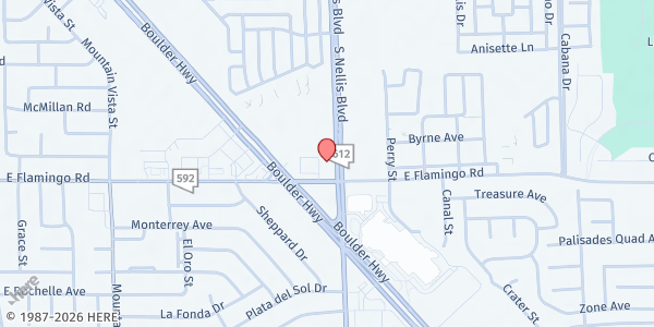Map showing Three Square Food Bank at Acelero Herb Kaufman Center at 4020 Perry St., Las Vegas, NV