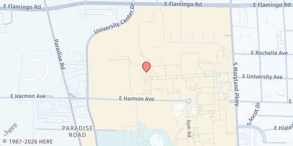 Map showing UNLV Farmers Market at 4505 S. Maryland Pkwy., Las Vegas, NV