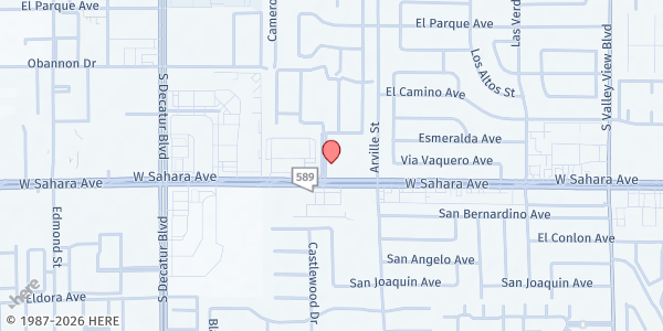 Map showing Valley Vegas Church at 4500 W. Sahara Ave., Las Vegas, NV