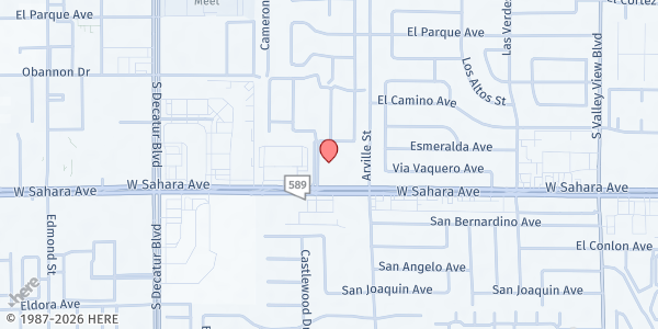 Map showing Valley Vegas Church Drive-thru Food Distribution at 4500 W Sahara Ave, Las Vegas, NV