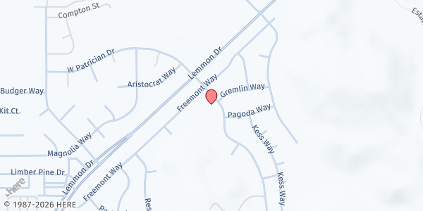 Map showing North Valleys Church of the Nazarene at 310 E. Patrician Dr., Lemmon Valley, NV